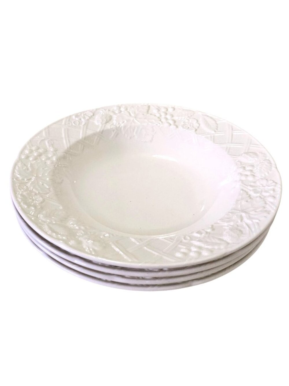 4 Mikasa English Countryside Soup Bowls 9" white embossed dishwasher microwave s